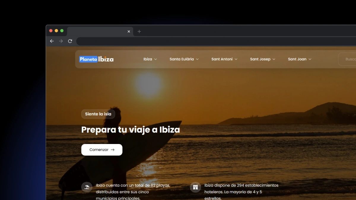 Ejemplo visual antes del rediseño web